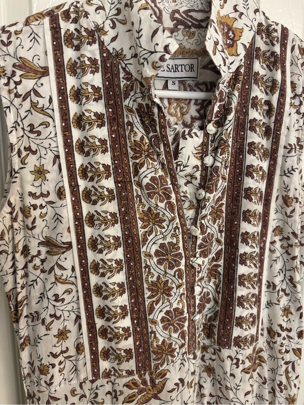 Sue Sartor Sleeveless Flounce Dress size Small Teak/Sienna Brown Parterre - Picture 12 of 13